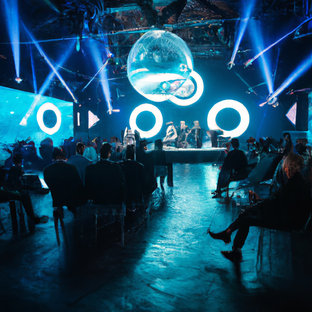 Fotografía de eventos corporativos con iluminación ambiental azul